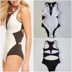 NWT Cutout Black and White One Piece Swimsuit